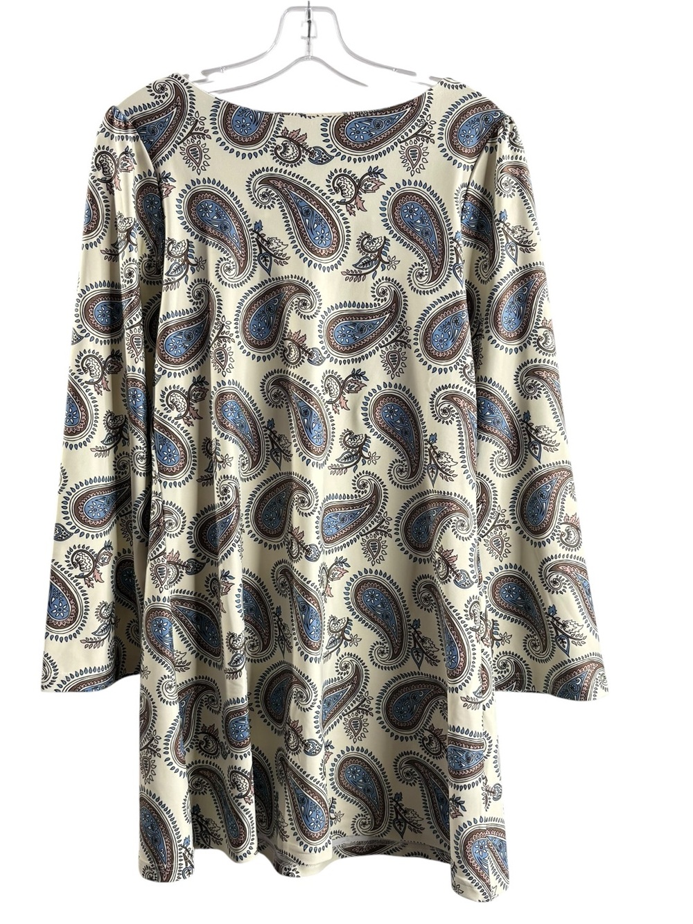 SMITH & QUINN Paisley Print Long Sleeve Tunic Dress in Cream & Blue NWT $180